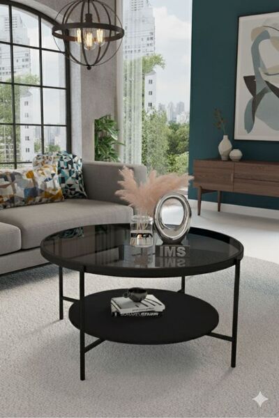 İMS ZİGON DÜNYASI Oslo Orta Sehpa - Şeffaf Cam / Siyah Mdf