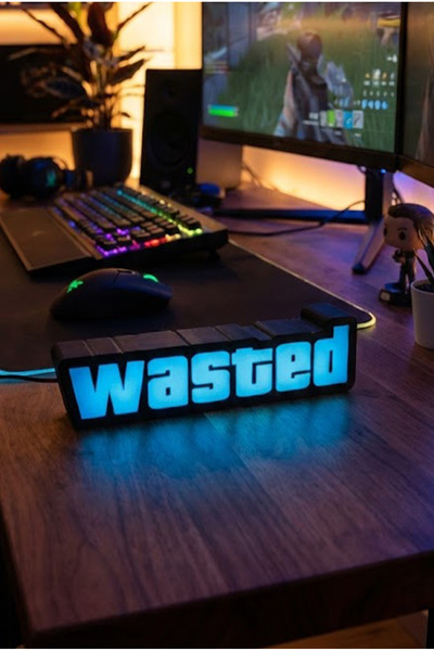 Shaddshop MAVİ GTA WASTED Ledli Tablo Buzlu (USB Type A ile çalışmaktadır)