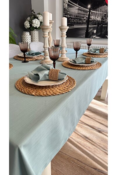 Decamor home Linen Textured Mint Green Tablecloth