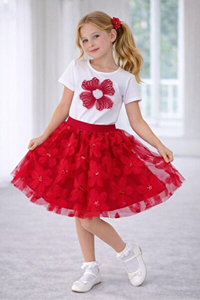 NOBLE STORE طقم تنورة تي شيرت بنقشة زهور للفتيات NOBLE24