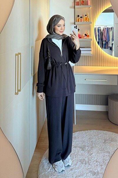 Şulemoda Giyim Ayla Half-Zipper Suit Brown