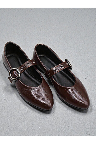 HFKY Pantofi de balerină elastici cu cataramă de design