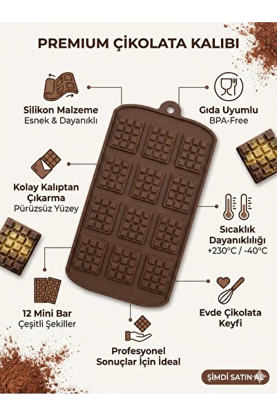 LOVYCO Professional Silicone Tablet Chocolate Mold, 12-Tablet Mini Bar Chocol...