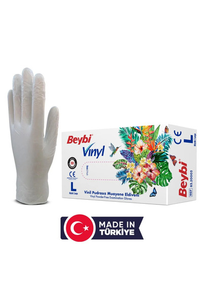 Beybi Vinyl Powder-Free Gloves 100 Pack Size L