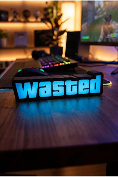 Shaddshop MAVİ GTA WASTED Ledli Tablo Buzlu (ADAPTÖRLÜ)