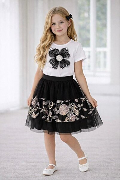 NOBLE STORE Κοριτσίστικο Σετ Φούστας και Μπλουζάκι με Φλοράλ Σχέδιο NOBLE 24