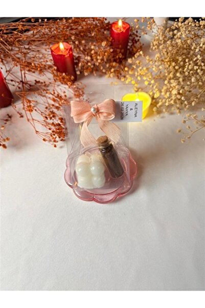 ADADESİGNED Kişiye Özel Nişan - Kına Hatıra Set Kahve ve Mum (10 Adet)