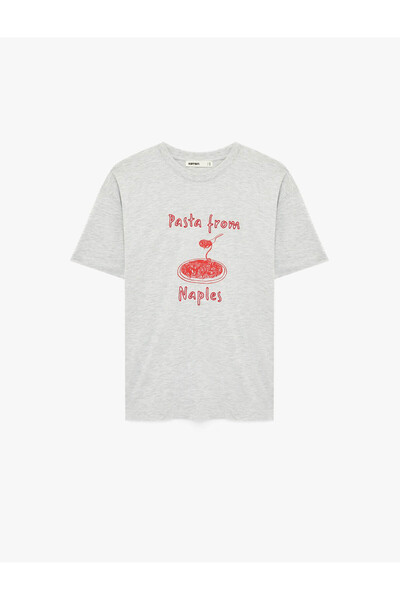 Koton Μπλουζάκι με κοντό μανίκι και λεπτομέρεια από κέντημα και στάμπα στον λ...