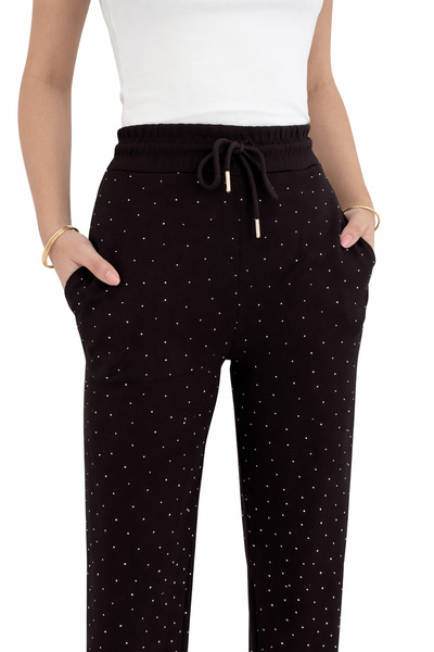 lubiti Stone Detailed Comfortable Cut Modal Trousers / High Waist Elasticized...