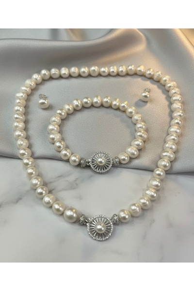 DURAN TAKI TASARIM Gerçek İnci Gümüş Set
