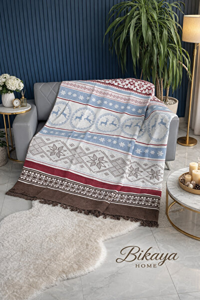 Bikaya Home Aksu Single Double-Sided Cotton Blanket |   150X200 |   Soft Text...