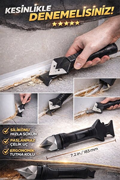 poswicon Profesyonel Silikon & Derz Kazıyıcı Set | Çok Amaçlı Mutfak Banyo Te...