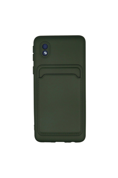 eco port حافظة سامسونج جالاكسي A01 كور سيليكون مع بطاقة عمل كلفن - أخضر داكن