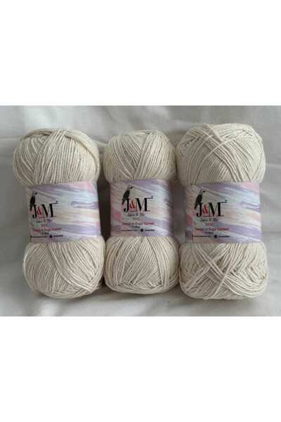 J&M jaco&Me ATLAS(5 ADET YUMAK) EKRU RENKLİ, %100 AKRİLİK 100 Gram 400 Metre