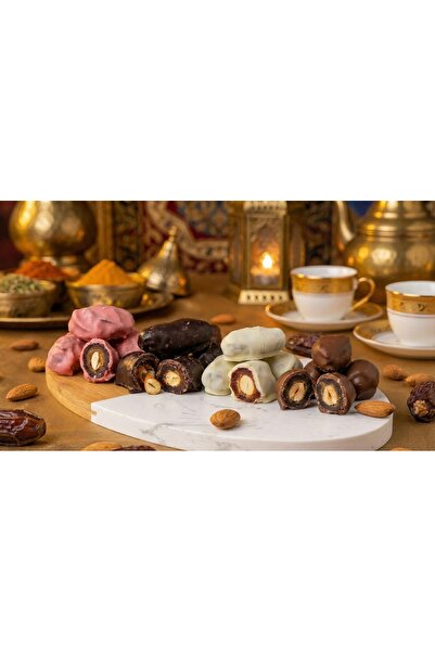 SPİL Premium Karışık Belçika Çikolatalı Bademli Hurma 1 Kg - Lüks Hediyelik İ...