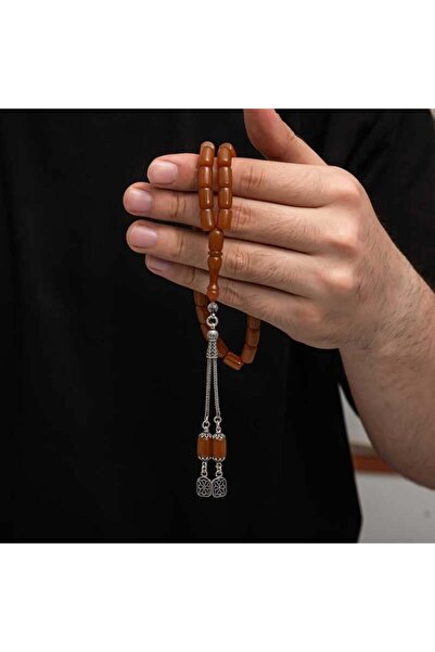 Gumush خرز صلاة عنبر مجعد بشرابة فضية