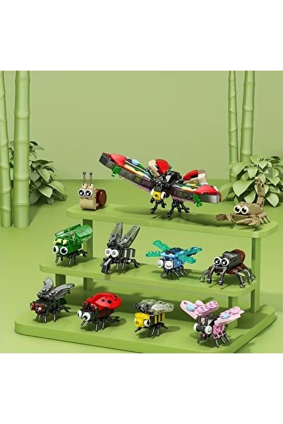 Oyunsal 318 قطعة من مكعبات بناء عالم الحشرات المصغرة 10 في 1 - مجموعة مكونة م...