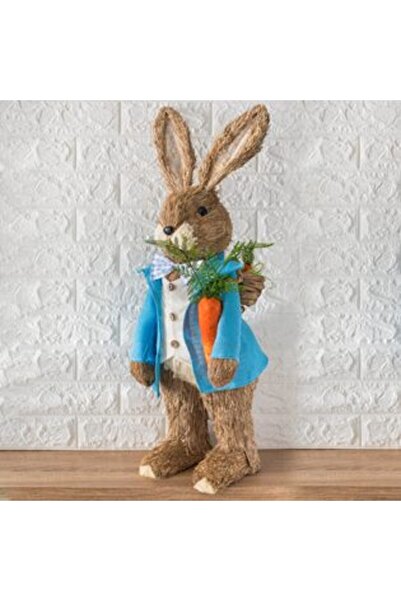 Tessari Easter Decorative Figure Bunny with Sky Suit, Carrot & Basket 30 x 30...