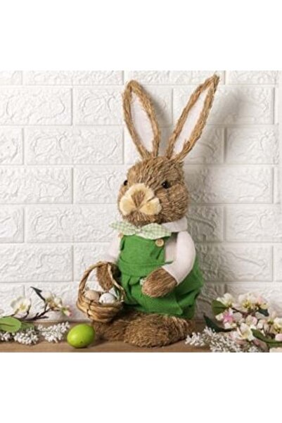 Tessari Easter Decorative Figure Rabbit with Green Overalls and Basket of Egg...