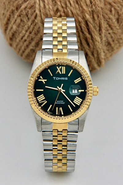 TOMRİS Stainless Steel, Water Resistant, Yellow White Color Cord, Green Dial ...