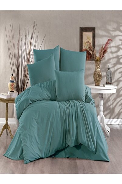 vionetta King Size 100% Cotton Ranforce Petrol Duvet Cover Set - Cotton Beddi...