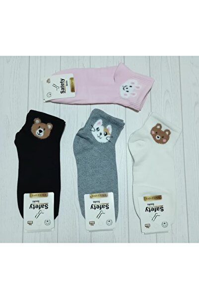 EfemİcGiyim Animal Patterned Fuzzy Combed Cotton Booties Socks 12 Pack