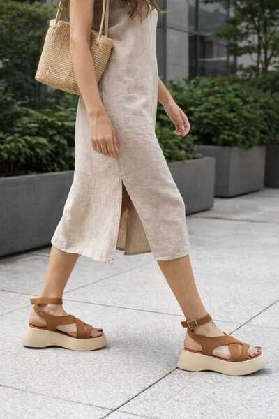 miss fırat Bilie Strappy Suede Women's Sandals Comfortable and Stylish