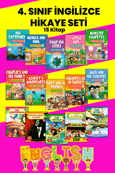 Mucit Dino Yayınları 4. Sınıf İngilizce Hikaye Kitapları Seti Resimli Akıcı O...