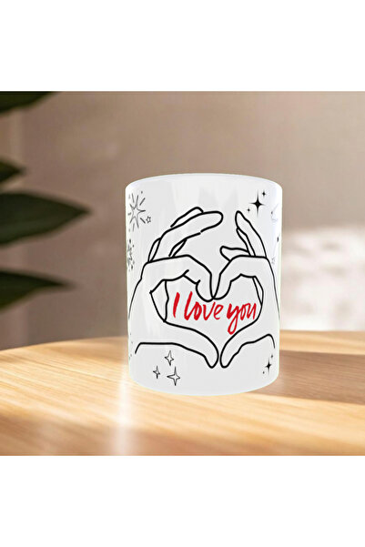 Home كوب من البورسلين بتصميم قلب مكتوب عليه أحبك |   هدية رومانسية للحبيب