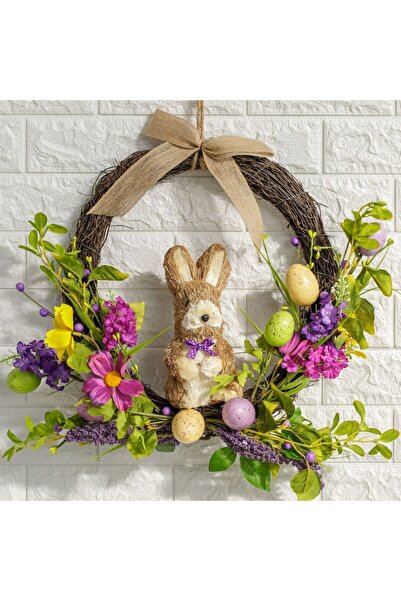 Tessari Easter Wreath with Pastel Eggs, Bunny, Flowers 45 cm