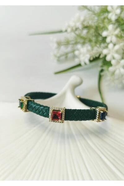 Halley Concept Green braided leather bracelet with stainless steel detail and...