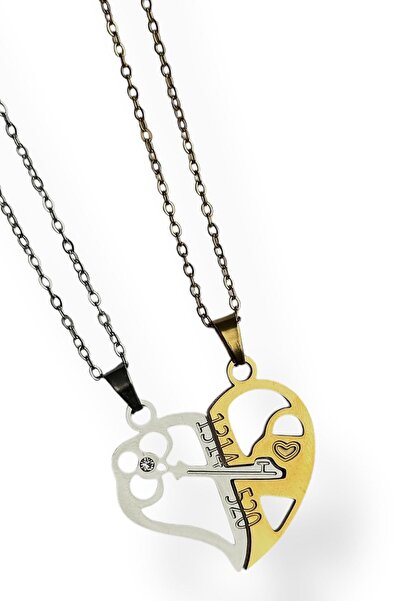 U&Gi Moda Interlocking Heart Stainless Steel 2-Piece Couple Lover Necklace