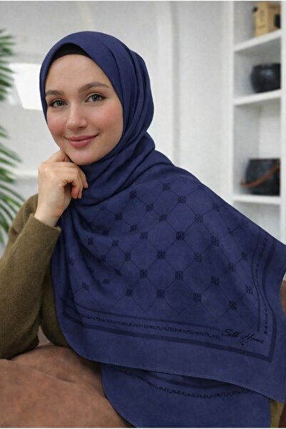 Silk Home Pamuk Polyester Liva Şal Tok Duruşlu (Açık Lacivert) 5345-10