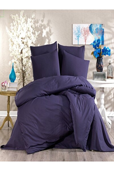 vionetta King Size 100% Cotton Ranforce Navy Blue Duvet Cover Set - Cotton Be...
