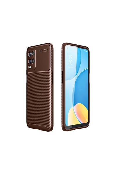 eco port Oppo A54 4g Case Auto Focus Carbon Cover - Brown