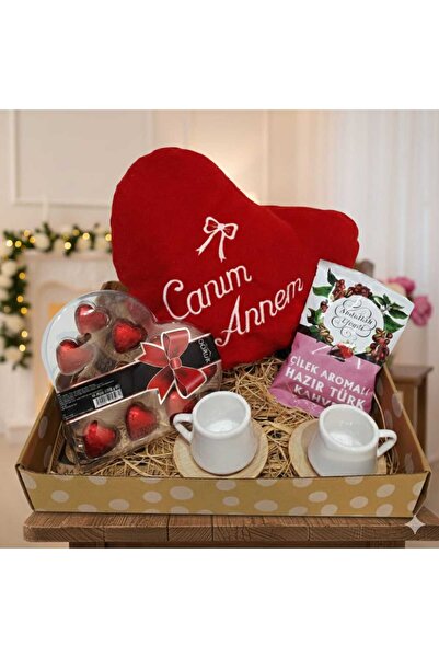 Toyaso Canım Annem Peluş Yastık & Çikolata ve Bambu Kahve Fincanı Seti Annele...