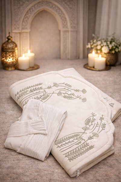 Gerenic طقم سجادة فاخر (سجادة + شرشف + مسبحة)