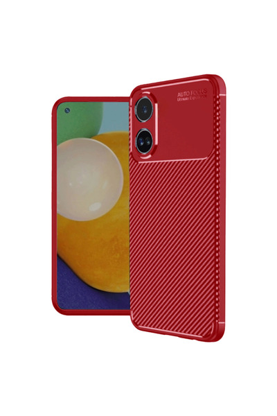 eco port Oppo A38 Case Auto Focus Carbon Cover - Red