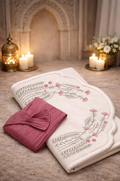 Gerenic طقم سجادة فاخر (سجادة + شرشف + مسبحة)