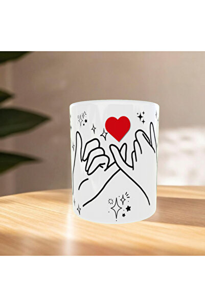 Home Porcelain Mug with Heart Pinky Promise Design |   Meaningful Romantic Gi...