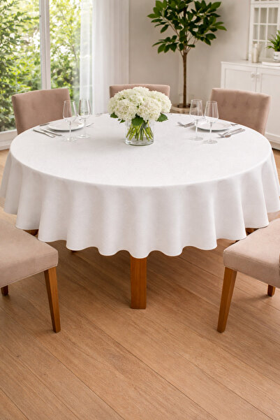 Rona Home Round Tablecloth Solid Color Water and Stain Resistant Stylish Deco...