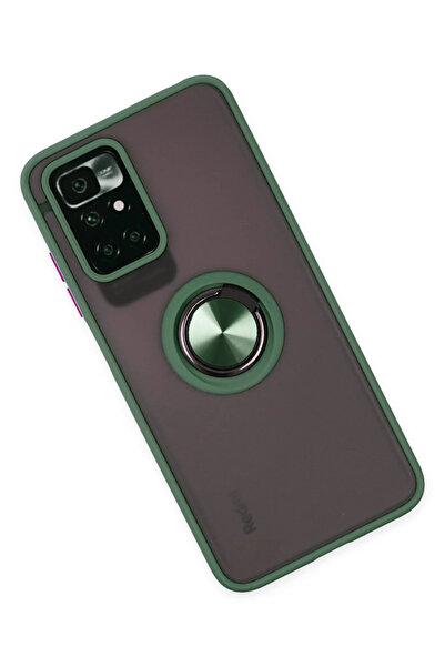 Epilons غطاء حماية سيليكون لهاتف ريدمي 10 2022 مع حلقة مونتريال - أخضر