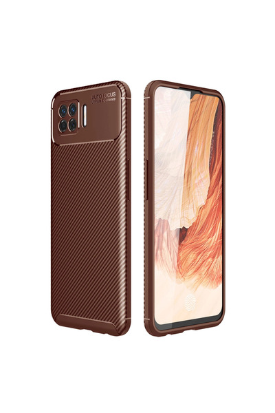 eco port Oppo A73 Case Auto Focus Carbon Cover - Brown