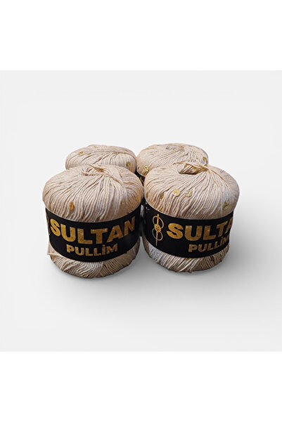 Sultan Pullim Simli Örgü İpi – Makrome & Çanta İpi – örgü ipi Ekru 4 lü paket