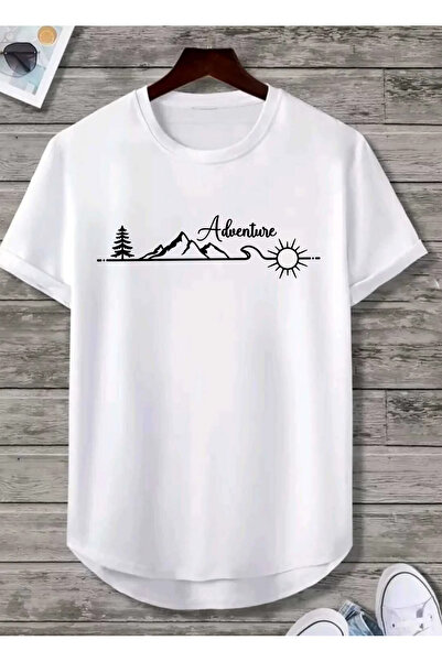 SUNFREE تيشيرت قطني بأكمام قصيرة وتنورة بيضاوية مطبوعة من ADVENTURE