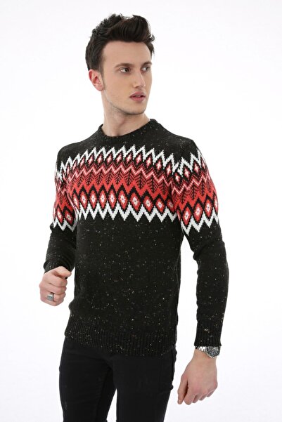 DGSTYL3 Baklava Patterned Thick Winter Men's Casual Knit Sweater