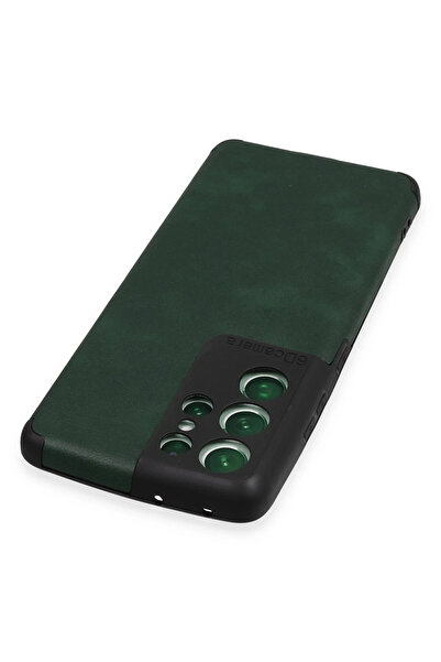 Najmaddin نيوفيس حافظة سامسونج جالاكسي S21 الترا حلقة جلدية سيليكون - أخضر