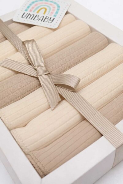 UmBaby مجموعة من 7 مناديل قطنية ممشطة للفم - مناديل مبللة للأطفال حديثي الولا...