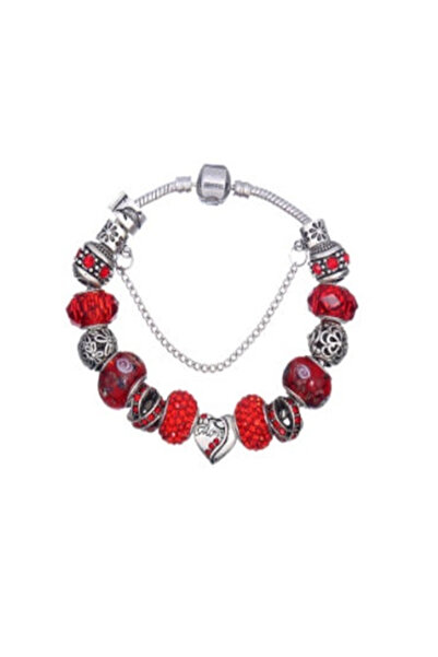 tga Bratara metal charm inima rosie