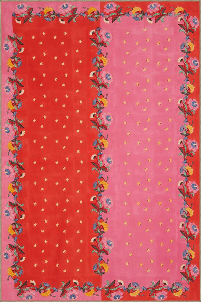 Rugs Modern Halı Kırmızı Pembe Temalı Karma Çiçek Desenli Modern Dekoratif Ha...